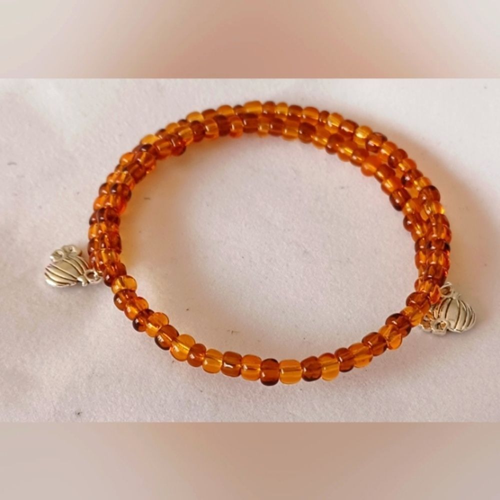 Halloween bracelet orange silver with pumpkin charm NWOT
